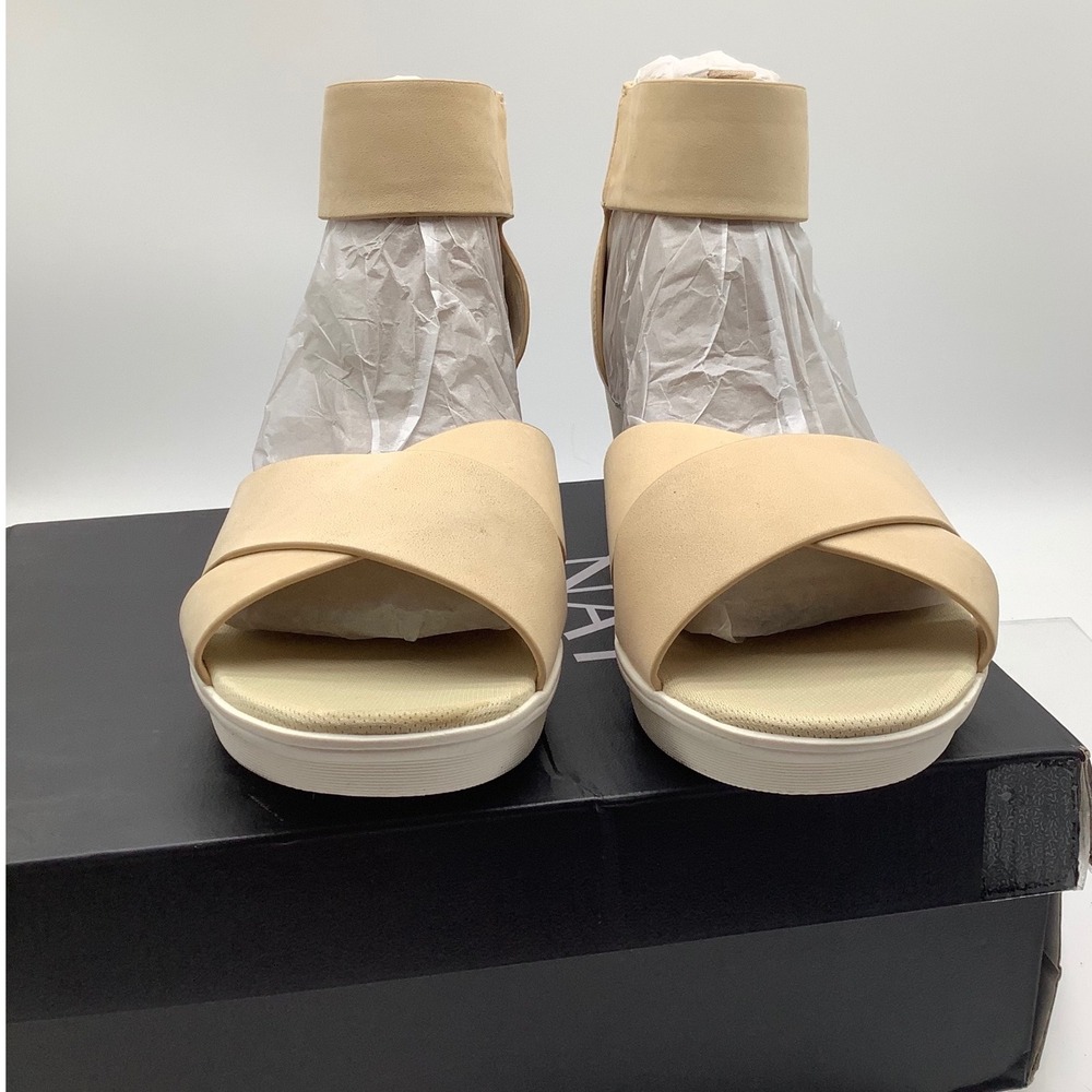 Hush Puppies Riviera Honey Leather Wedge Sandals Womens 12 M H5170L6700 NEW